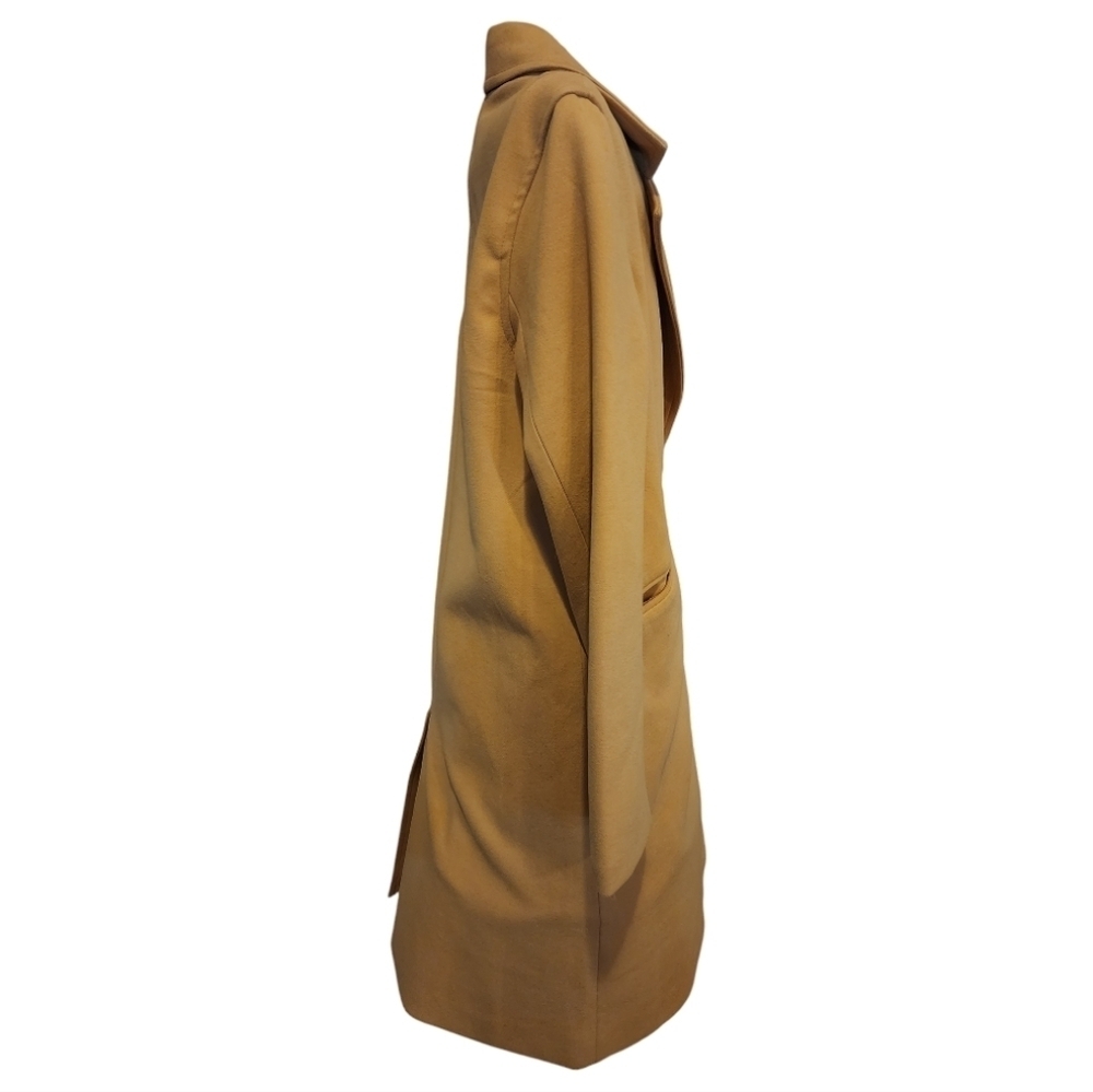 On Trend Camel Double-Breasted Long Coat Small Notch Lapel Fully Lined Classic - Picture 5 of 9
